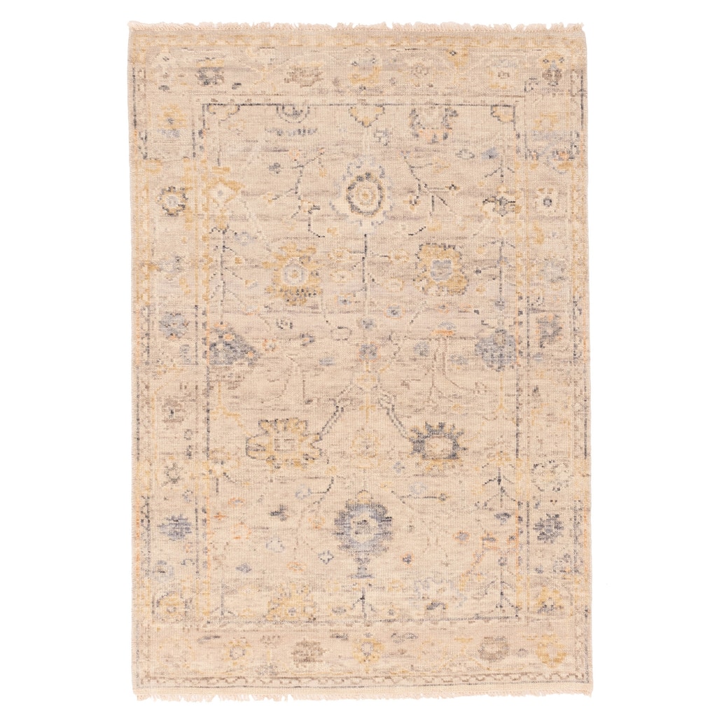 ECARPETGALLERY Hand-knotted Modern Oushak Light Grey Wool Rug - 4'1 x 5'11