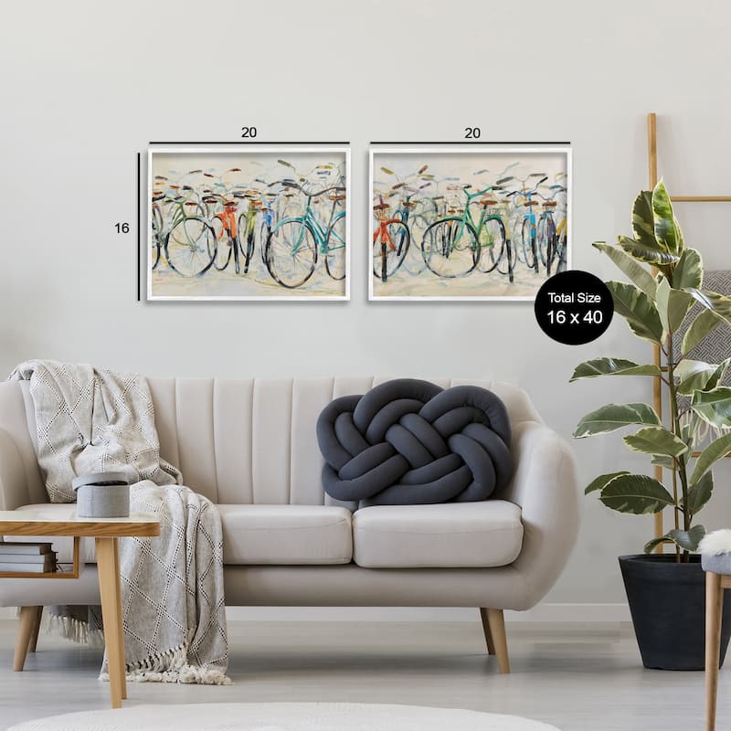 Stupell Dynamic Bicycles on Beige Framed Giclee Art Design By Dusza (Set of 2)