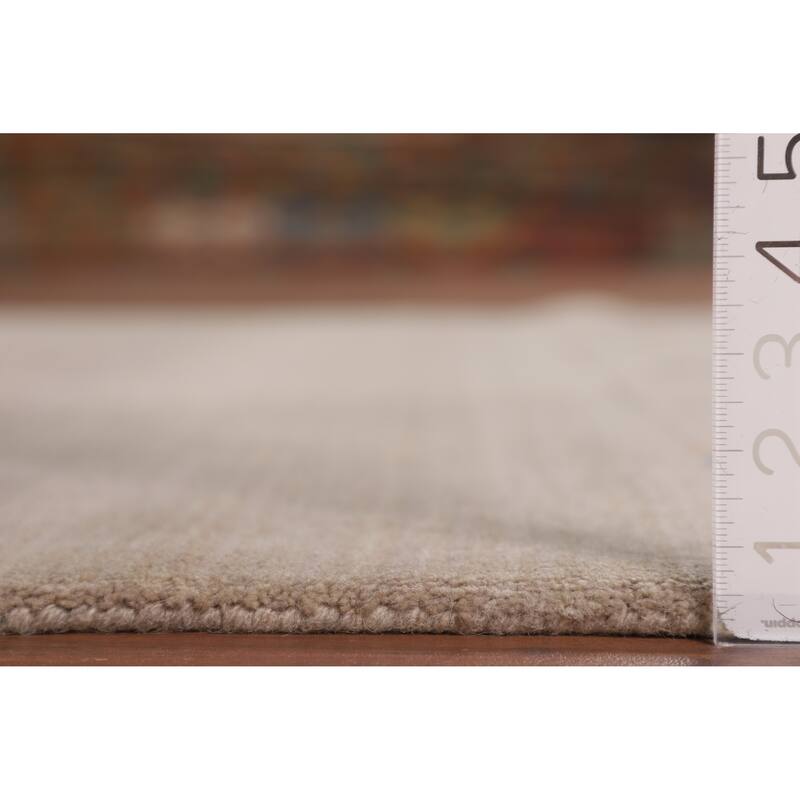 Tribal Gabbeh Oriental Area Rug Handmade Beige Wool Carpet - 5'4"x 7'6"