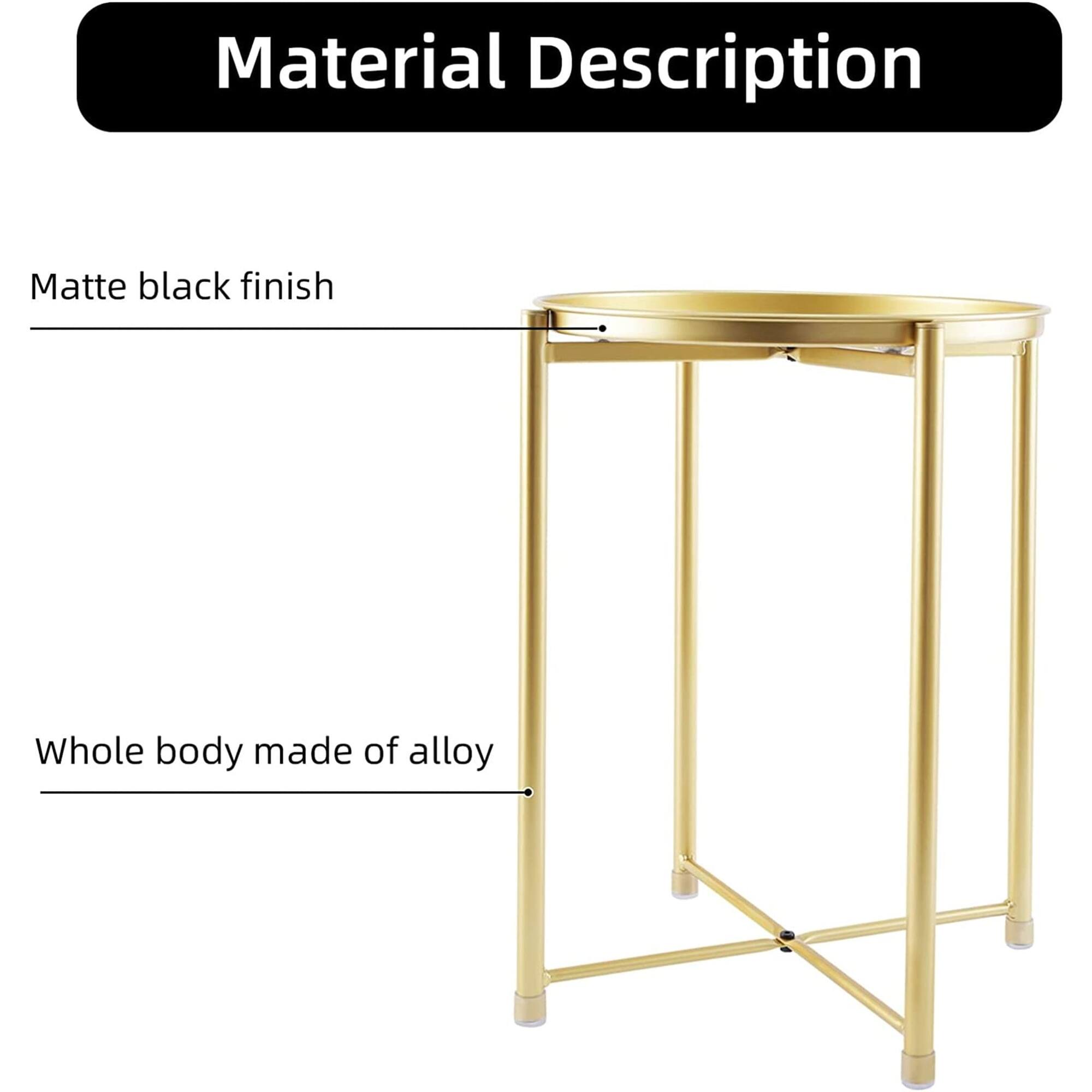 Round Xshaped Rods End Table Removable Top Metal Tray Side Table Small