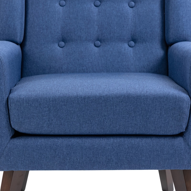 Modern Accent Chair Cotton Linen Upholstered Chair for Living Room