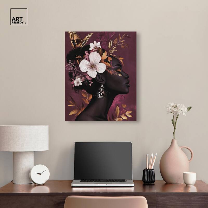 She Blooms in Darkness I Canvas by Art Remedy, Gallery Wrapped