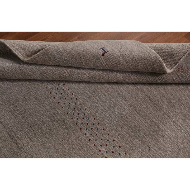 Modern Tribal Gabbeh Indian Area Rug Handmade Grey Wool Carpet - 5'3" x 7'7"