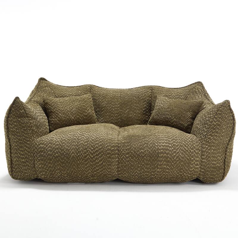 73.2" Chenille Oversized Beanbag Sofa Chair with High-Resilience Foam, Armrests and Handles