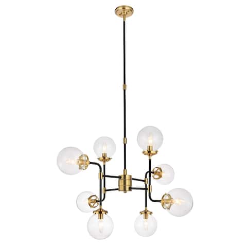 Harp & Finial Anastasia 8-light Black and Gold Chandelier with Clear Glass Globes