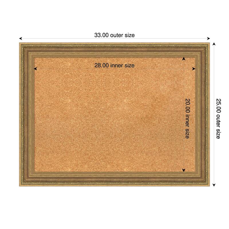 Elliot Gold Framed Cork Board - Bulletin Board, Organization Board, Pin Board - Natural - 33 x 25 in