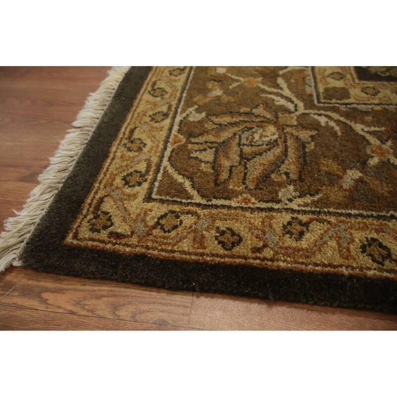 Hand Knotted Oriental 100% Wool Carpet Traditional All-Over Greys & Charcoal Agra Area Rug - 8' 10'' X 5' 10''