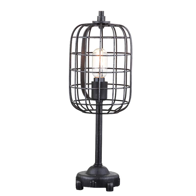 Odette 20" Industrial Metal Table Lamp, Black/Silver by JONATHAN Y