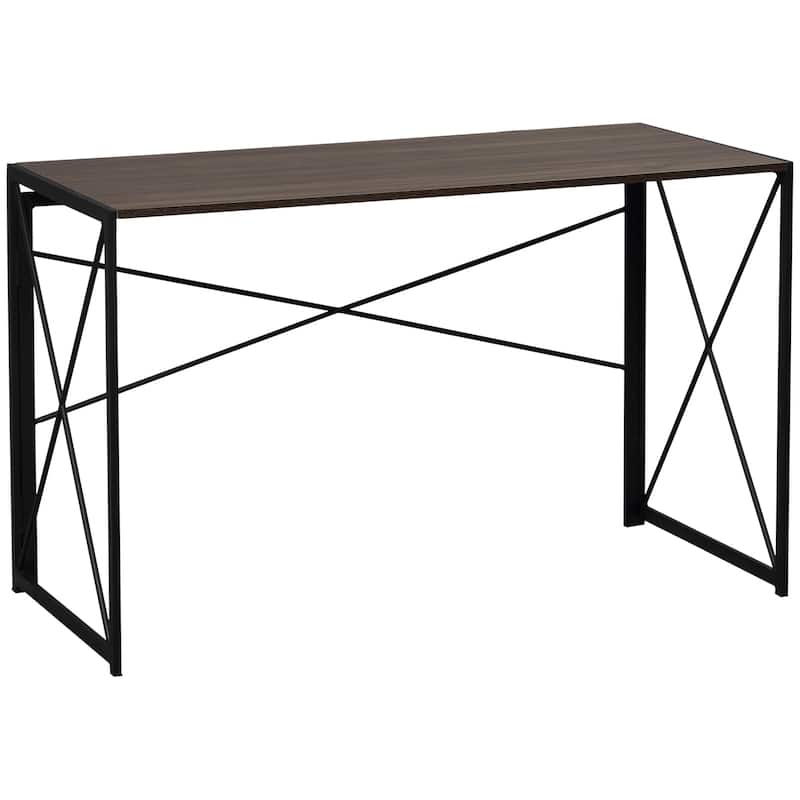HOMCOM Folding Computer Desk, 47.25"W Home Office Writing Desk with Metal Frame
