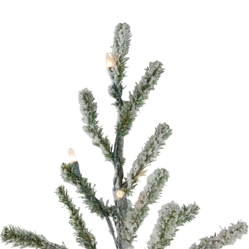 5' Medium Flocked Alpine Twig Artificial Christmas Tree white Lights - 5 Foot
