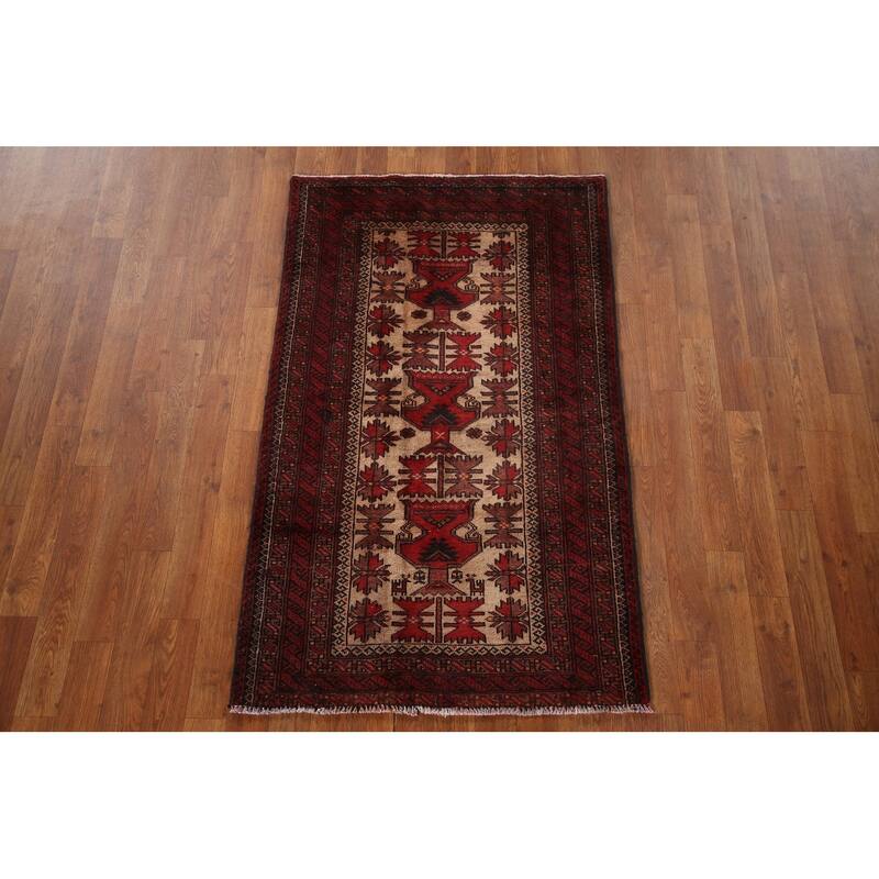 Balouch Persian Vintage Area Rug Hand-knotted Wool Carpet - 2'9"x 4'7"