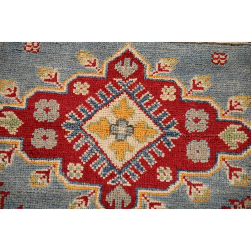 Light Blue Kazak Oriental Accent Rug Hand-Knotted Wool Carpet - 3'6"x 4'10"