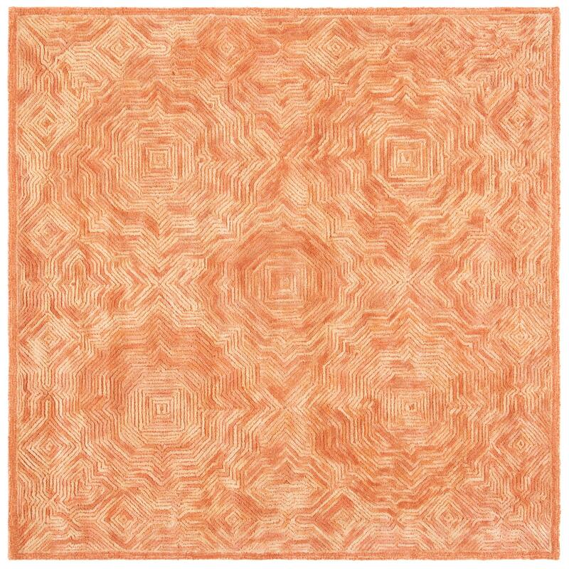 SAFAVIEH Handmade Ikat Robbie Wool Rug - 6' Square - Rust