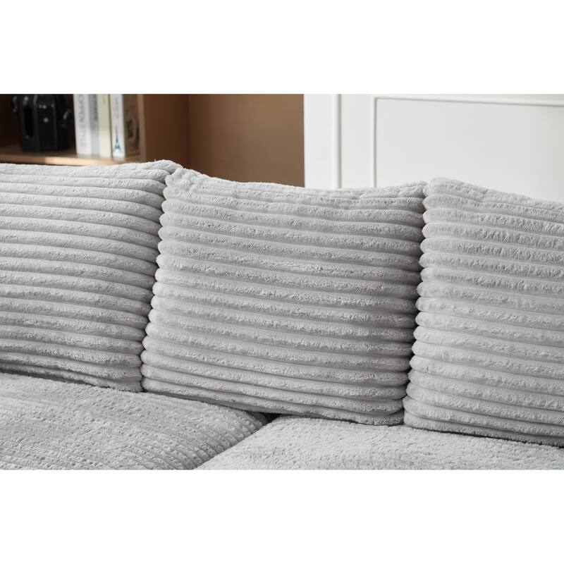 82" Corduroy 2-Piece Sectional Sofa with Slipcovers & 2 Pillows