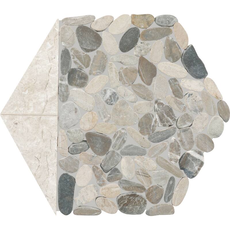 Daltile Pebble Oasis Natural Stone Tri-Hex Pebble Mosaic 11" x 10" (17 PC per Carton) (10.89 SQFT per Carton) - Coal