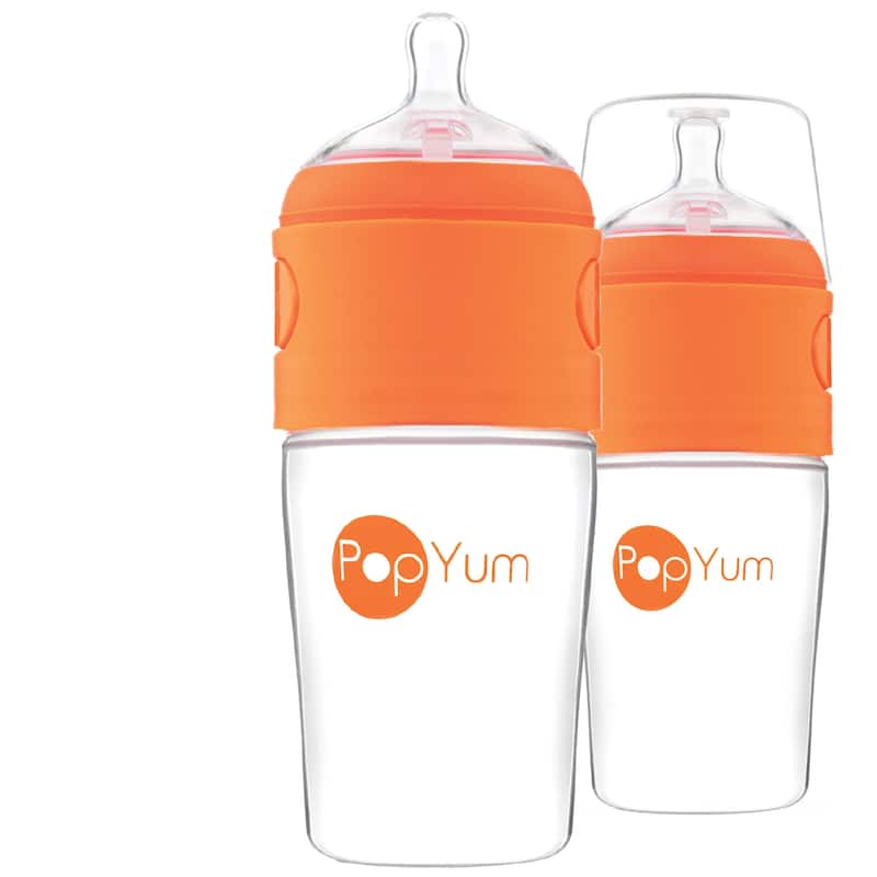 PopYum 9 oz Anti-Colic Formula Making Baby Bottle - 2-Pack - Orange