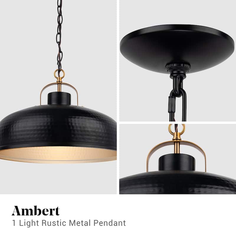15.5" Industrial Black 1-Light Metal Pendant Light