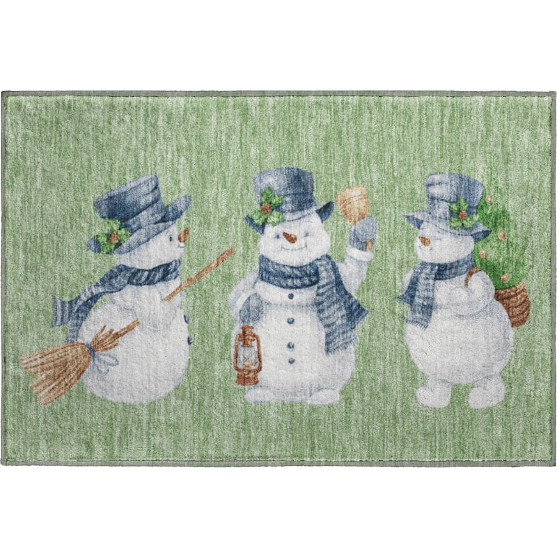 Premium Washable Super Soft Winter Holiday Snowman Mayfield Rug