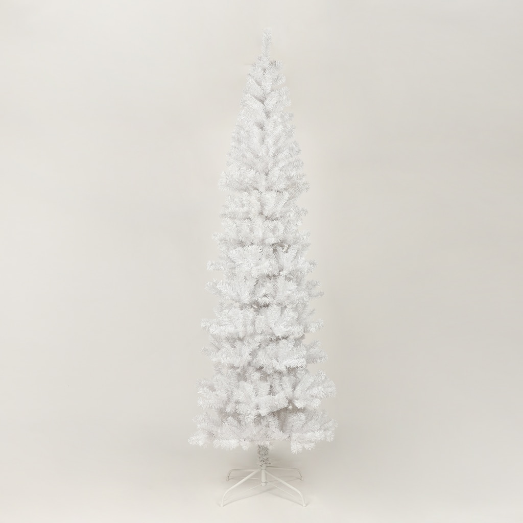 7.5FT White Slim Artificial Christmas Tree Includes Foldable Metal Stand - N/A