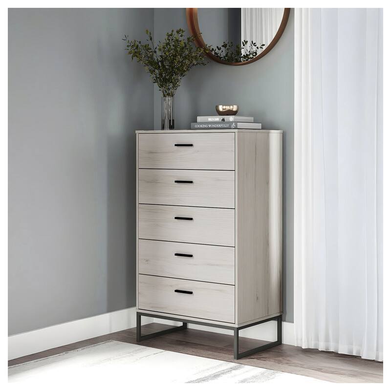 Signature Design by Ashley Socalle Light Natural/Black 5 Drawer Chest - Black - 5-drawer