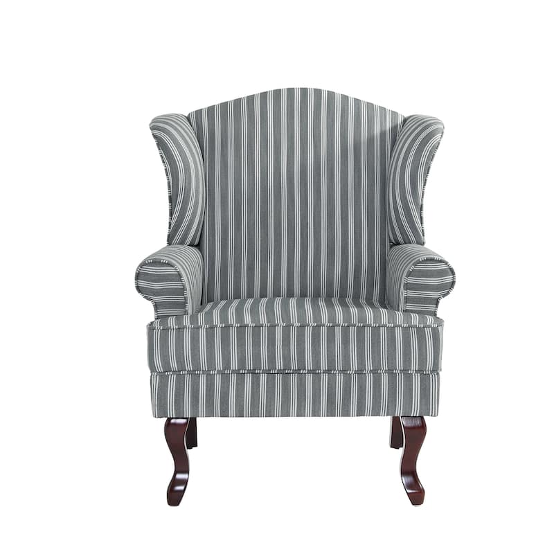31" W Modern Upholstered Linen Wing Back Accent Chair with Rolled Arm