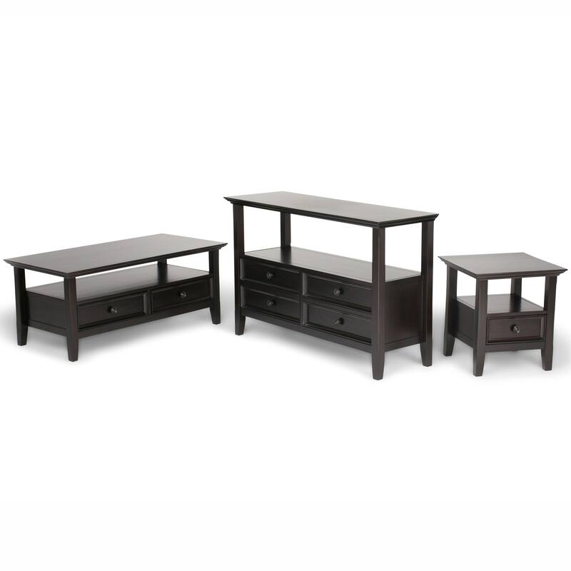 WYNDENHALL Halifax SOLID WOOD 44 inch Wide Rectangle Transitional Coffee Table in Hickory Brown - Hickory Brown