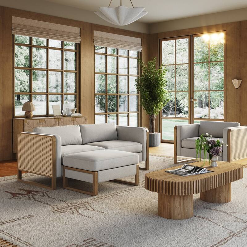 Madison Modern Upholstered Modular Sofa or Couch for Living Room with Solid Wood Legs