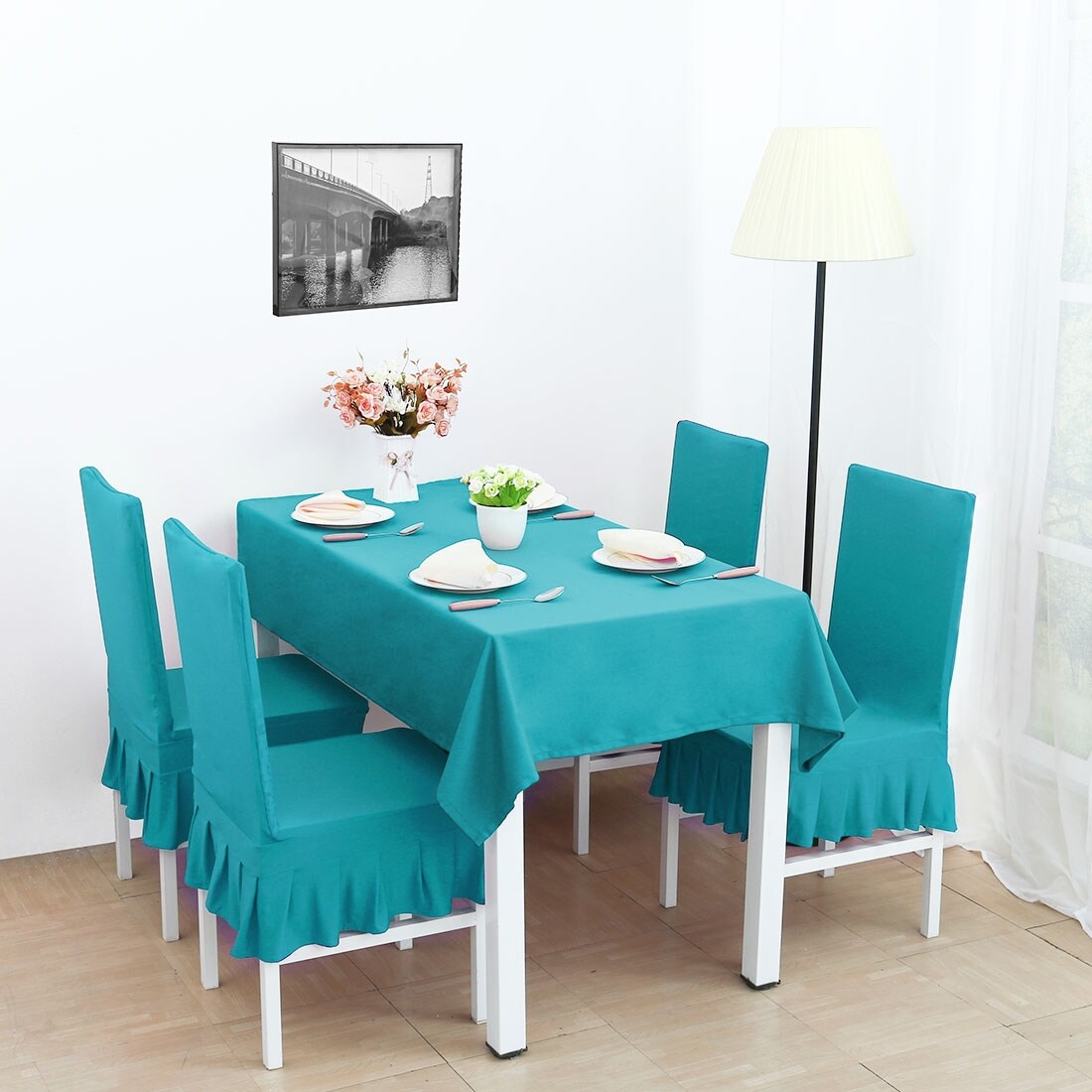 Shop 4pcs Stretch Dining Room Chair Covers Seat Protector On