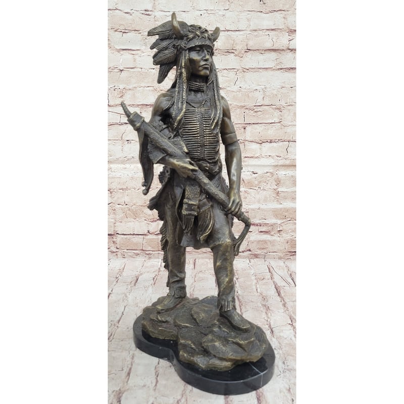 Native American Indian Warrior Bronze Metal Statue Sculpture Figure Original Art