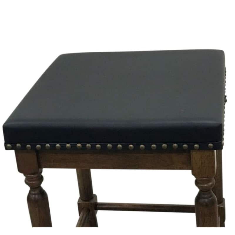 Square Upholstered Seat Barstools - 24" - Set of 2 - Black and Brown