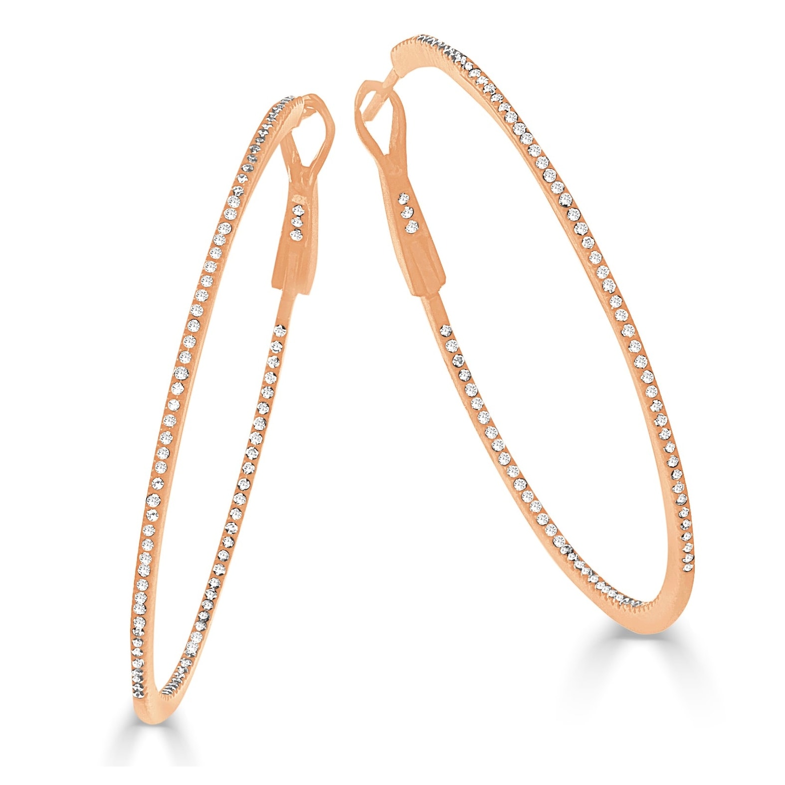 Joelle Collection 14K Gold & Diamond Round Hoop Earring 1.75"