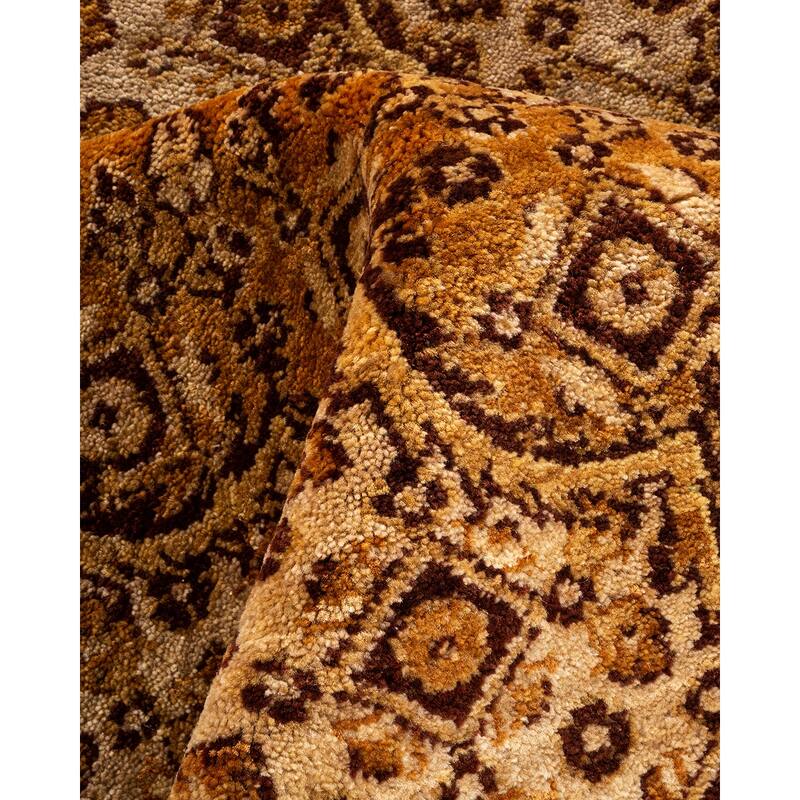 Overton Hand Knotted Wool Contemporary Oriental Brown Area Rug - 9' x 12'