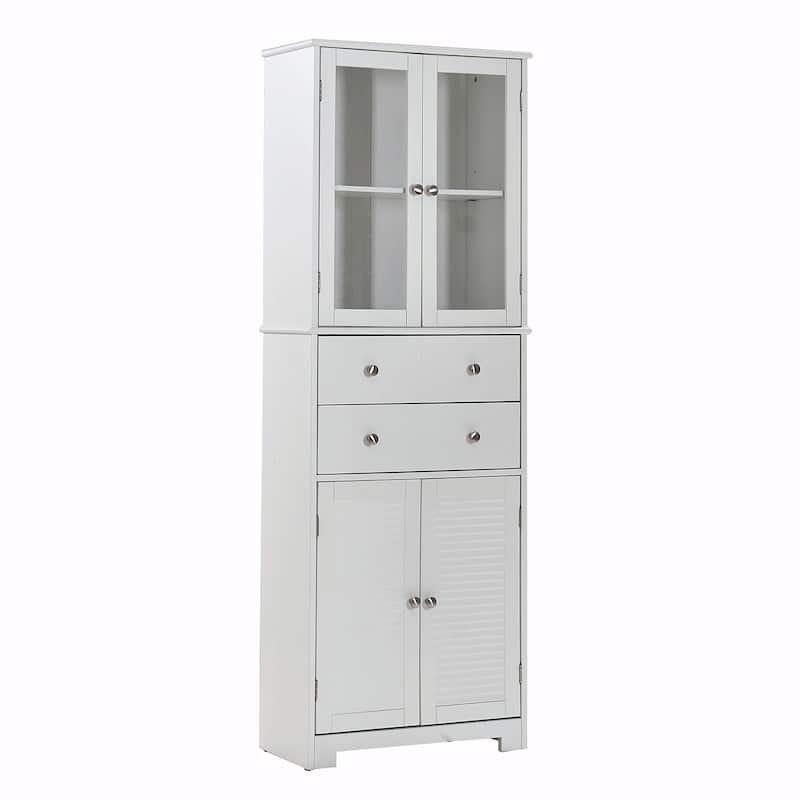 67" Tall Kitchen Pantry Cabinet with Doors, Shelves, and Drawer - Large Food Cupboard Storage