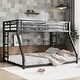 preview thumbnail 2 of 6, Metal Full XL over Queen Bunk Bed for Teens and Adults, Black