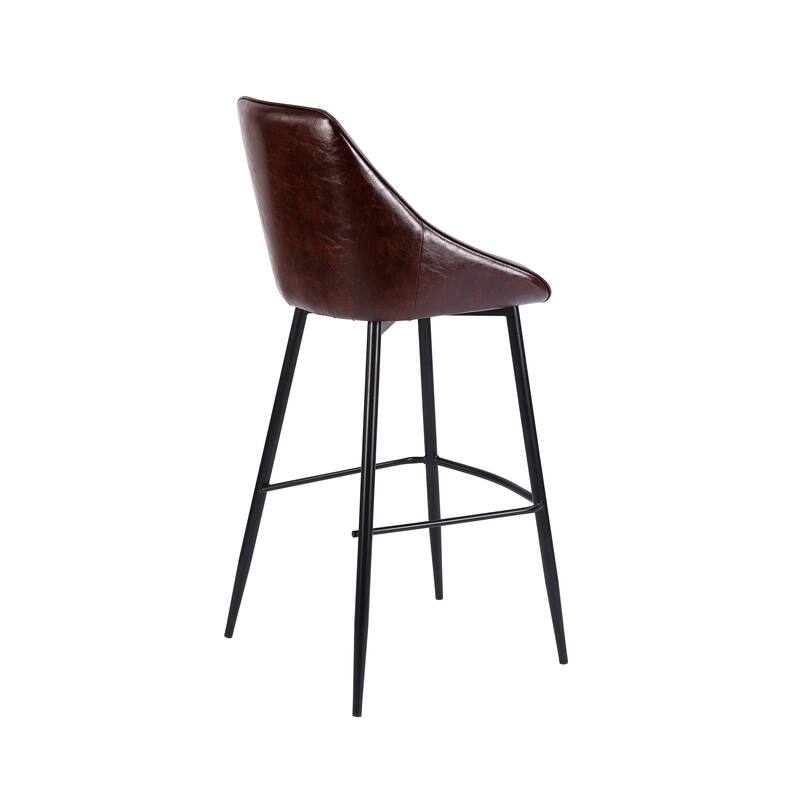 Porthos Home Umi Bar Stools Set of 2, PU Leather Upholstery, Iron Legs