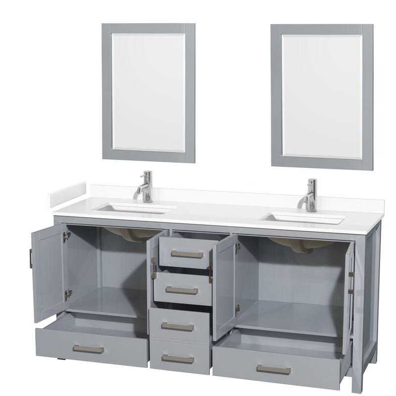 Wyndham Collection Sheffield 72" Double Bathroom Vanity, Carrara