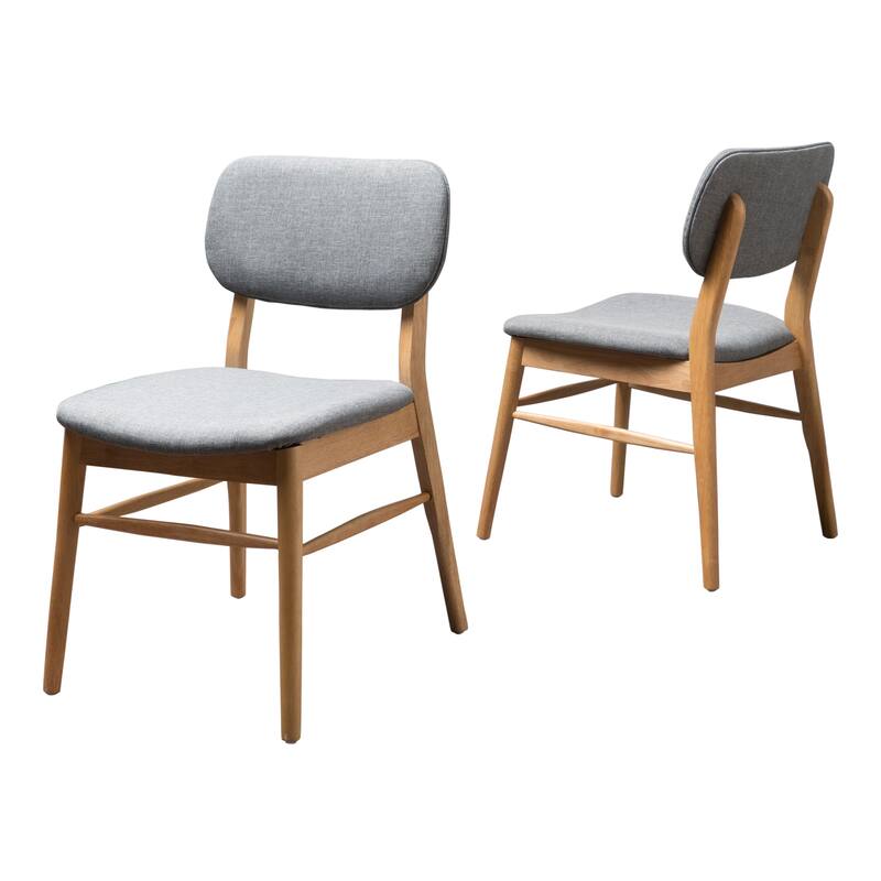 Modern Set of 2 Dining Chairs with Backrest Upholstered Seat, Rubberwood Legs, for Dining Room Living Room and Bedroom