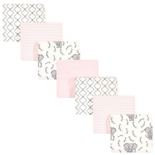 Touched by Nature Baby Girl Organic Cotton Flannel Blankets, 7-Pack, Pink Elephant, One Size - Pink Elephant - One Size