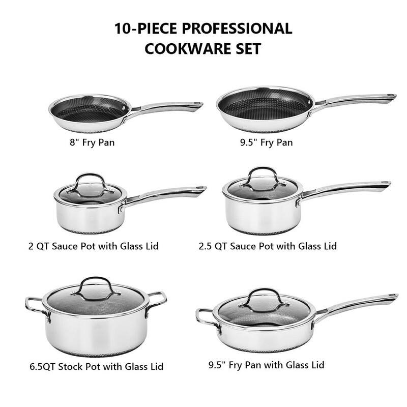 Non-Stick Cookware Set Stainless Steel Pots And Pans Set With Lids