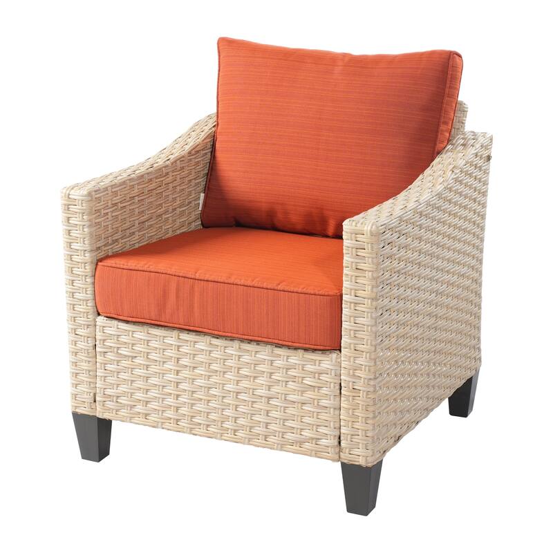 HOOOWOOO 5-piece Outdoor Patio Furniture Rattan Chat Set with Fire Pit Table