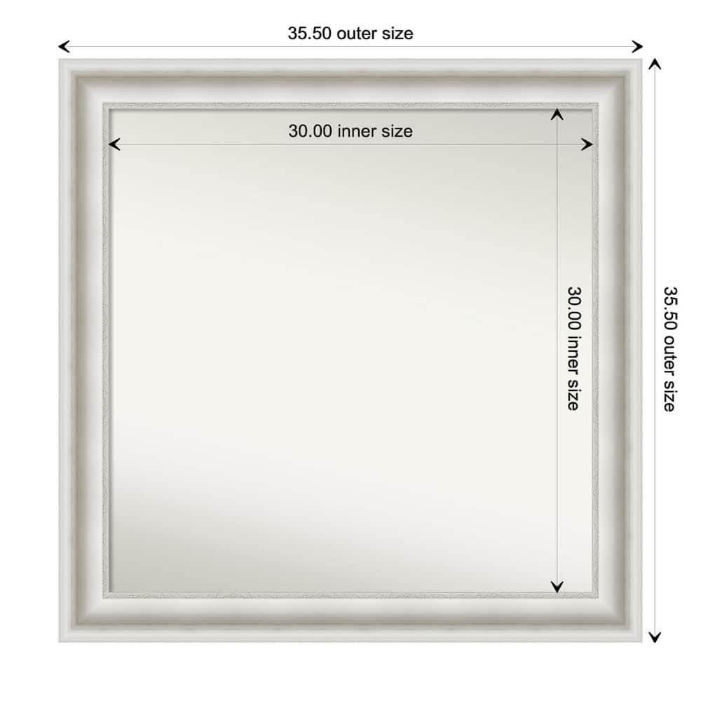 Parlor White Framed Non-Beveled Custom Wall Mirror, Bathroom Vanity Mirror