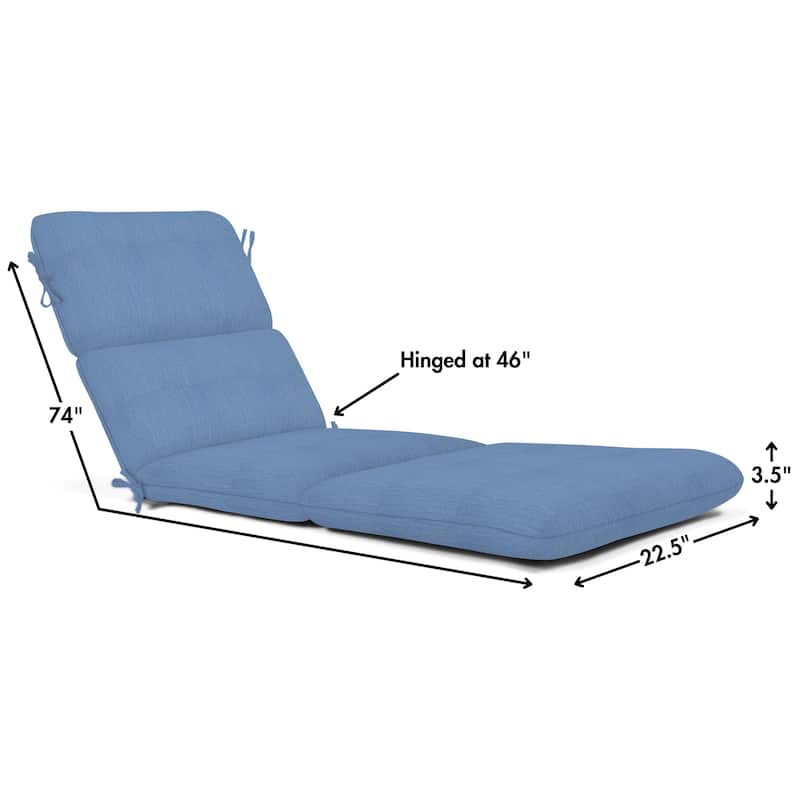 Casual Cushion Sunbrella® Fabric 1-Piece Outdoor Chaise Cushion, 22.5"W x 74"L - 22.5"W x 74"L
