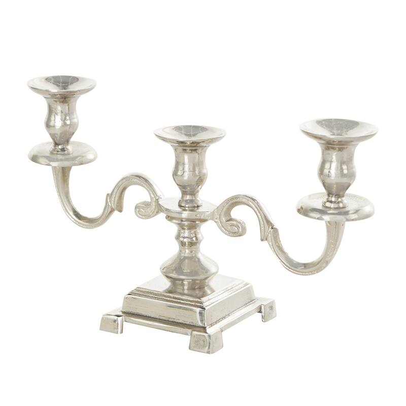 Aluminum Metal Scrolled Candelabra - Gold or Silver - Roche River Decor