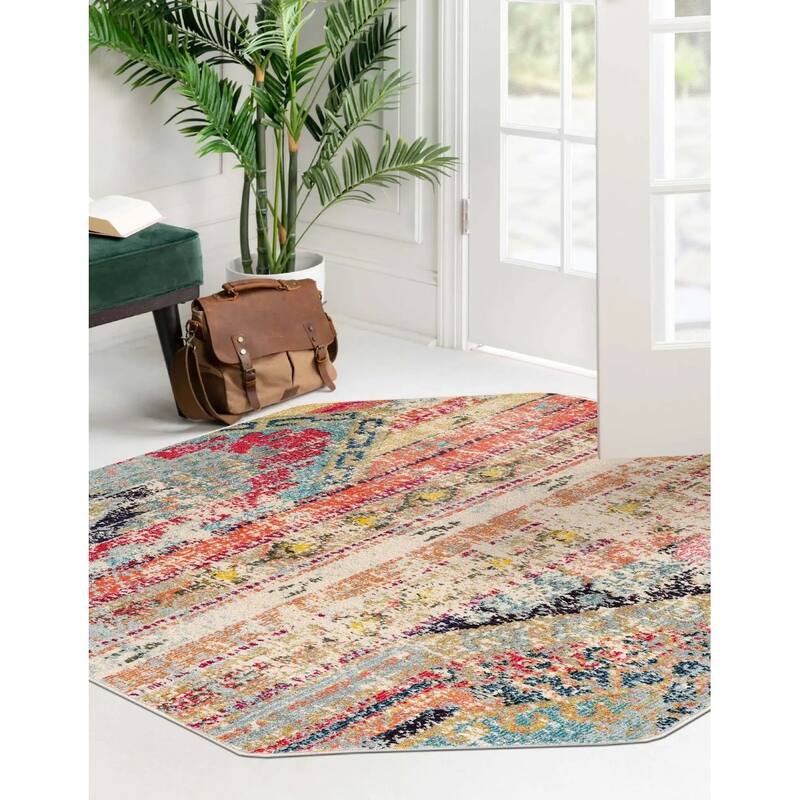 Southwestern/Lodge Tazetta Collection Area Rug - 5'x5' Octagon - Multi