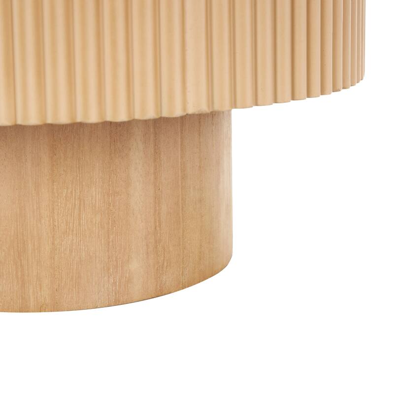 Dark or Light Brown Wood Ribbed Decorative Bowl with Elevated Base