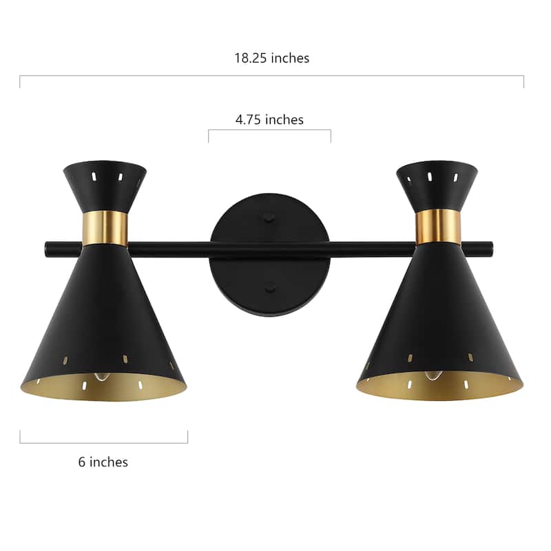 Elroy 18.25" 2-Light Iron Retro Contemporary LED Track Light , Black/Gold by JONATHAN Y