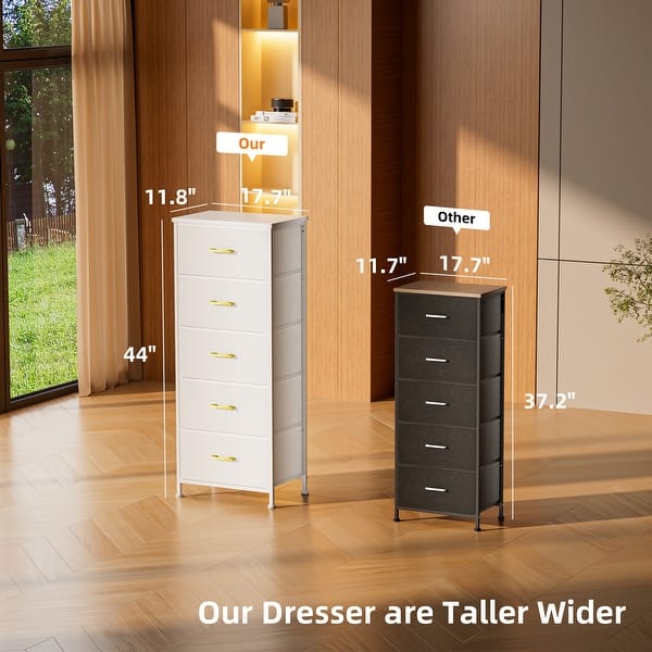 White Tall Dresser for Bedroom with 5 Drawers for Closet, Chest of Drawers  with Metal Handle, Wood Top, Living Room - Bed Bath & Beyond - 41310494