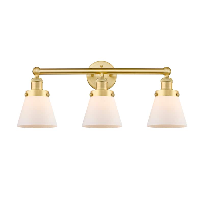 Innovations Lighting 616-3W-10-25 Cone Vanity Cone 3 Light 25" Wide - Satin Gold / Matte White
