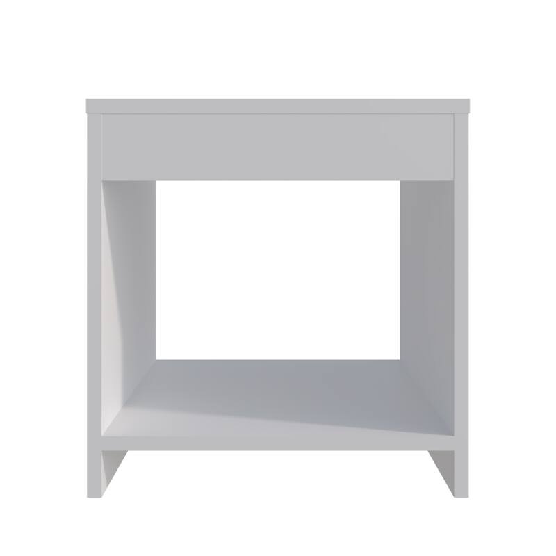 Modern Nightstand with Lower Shelf, White, Compact and Durable