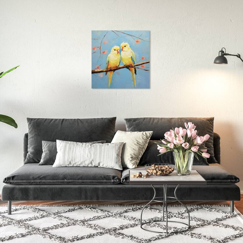 Wynwood Studio Canvas Animals Adventurous Birds Yellow and Neon Yellow Traditional Wall Art Canvas Print - 20 x 20